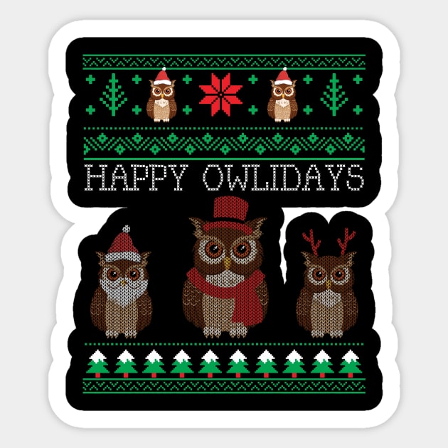 Funny Cute Owl Lovers Owl Ugly Christmas Sweaters Sticker by mrsmitful01